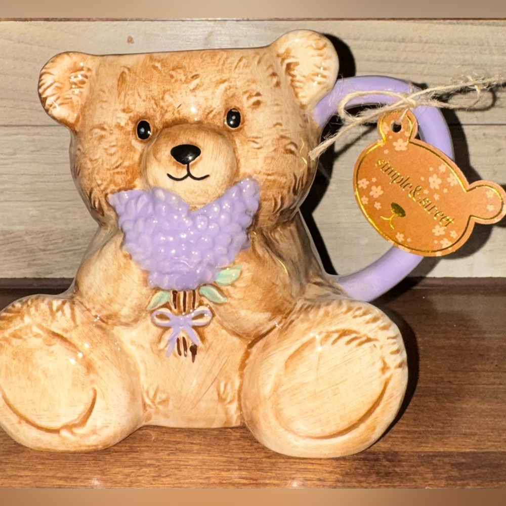 Cute 🥰 Bear 🐻  Holding a Lavender  Bouquet 💐 Mug 30oz by Best Friends Collection